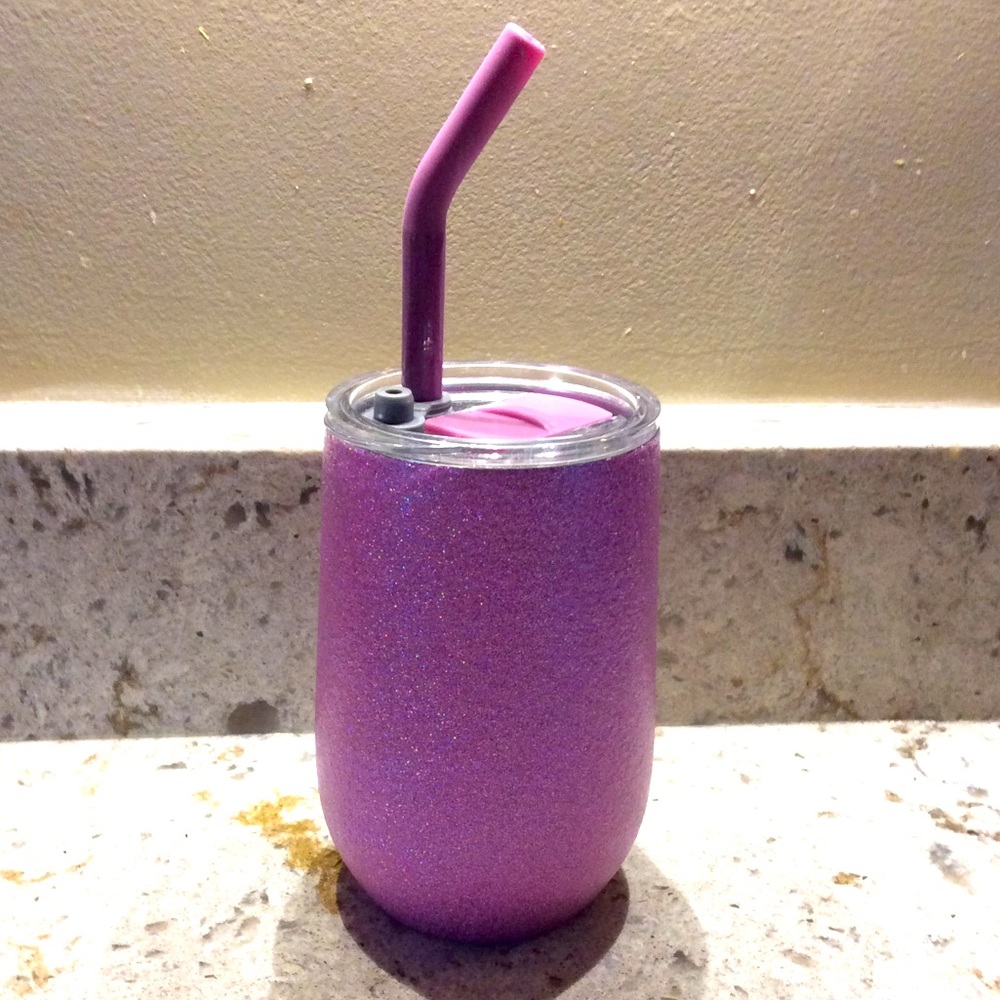 Glitter tumbler with lid and straw